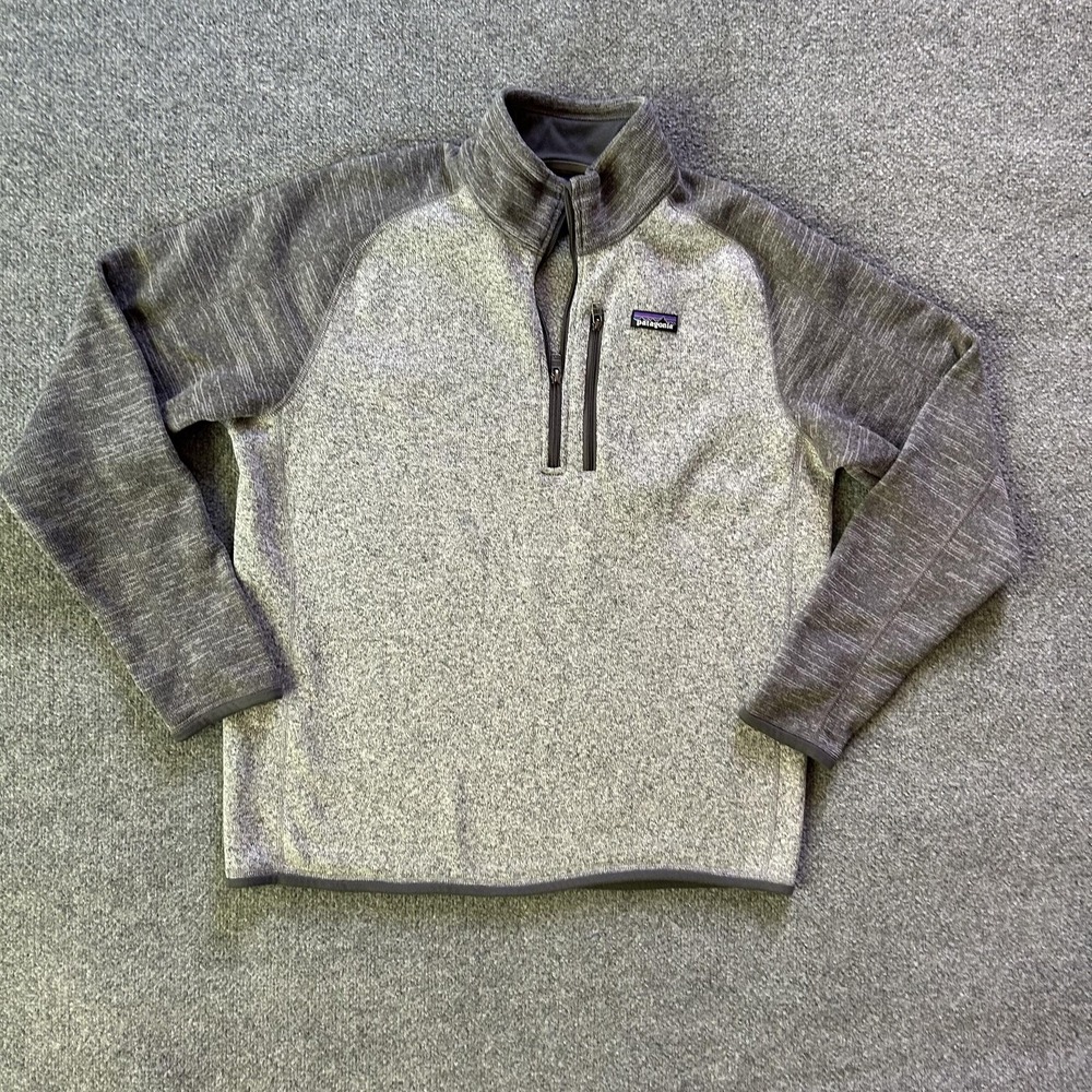 Patagonia Better Sweater Pullover Mens Large Gray 1/4 Zip Fleece Chest‎ Pocket